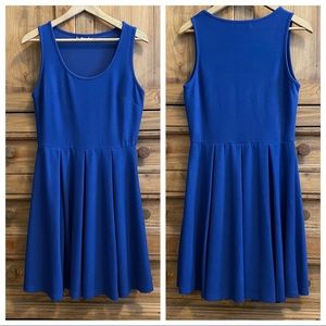3/$15: blue A-line pleated skater dress, size medium